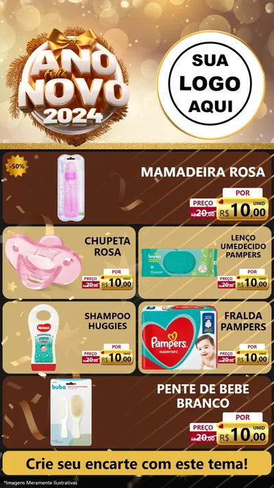 Modelo de TV para TV Vertical com o tema Feliz Ano Novo 2027 para Bebês