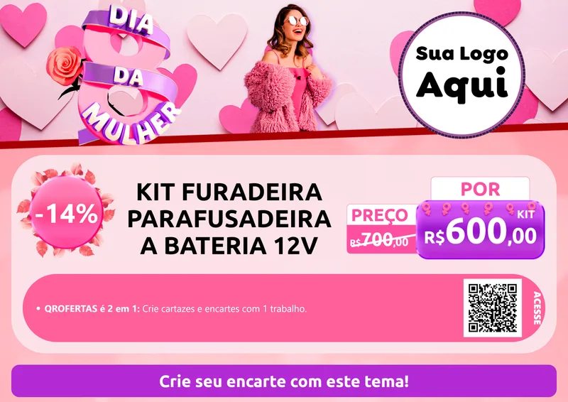 Modelo de Cartaz para Cartaz A4 Horizontal com o tema Dia da Mulher para Maquinas e Ferramentas