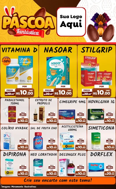 Modelo de Encarte para Encarte Grande com o tema Páscoa Fantástica para Farmácia