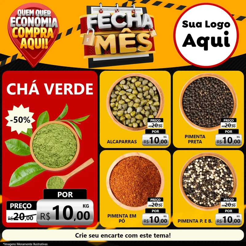 Modelo de Rede Social para Feed Facebook com o tema Fecha Mês para Produtos Naturais