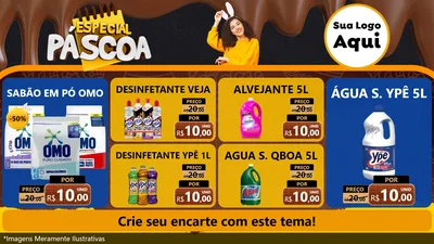 Modelo de TV para TV Horizontal com o tema Especial Páscoa para Produtos de Limpeza