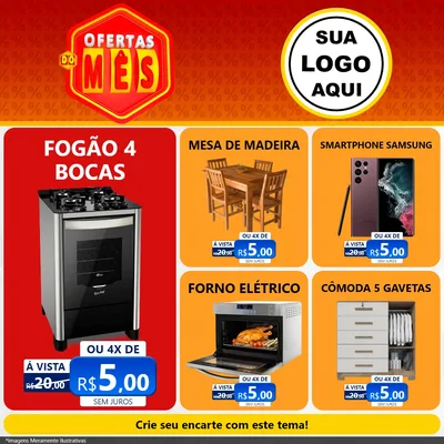 Modelo de Rede Social para Feed Facebook com o tema Ofertas do Mês para Móveis e Eletro