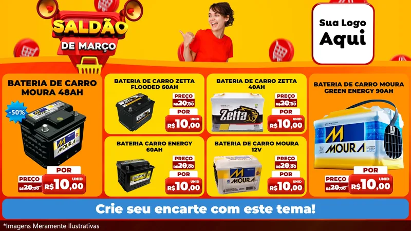 Modelo de TV para TV Horizontal com o tema Saldão de Março para Baterias Elétricas