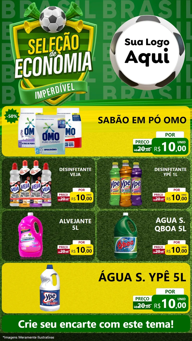 Modelo de TV para TV Vertical com o tema Seleção de Economia - Copa para Produtos de Limpeza