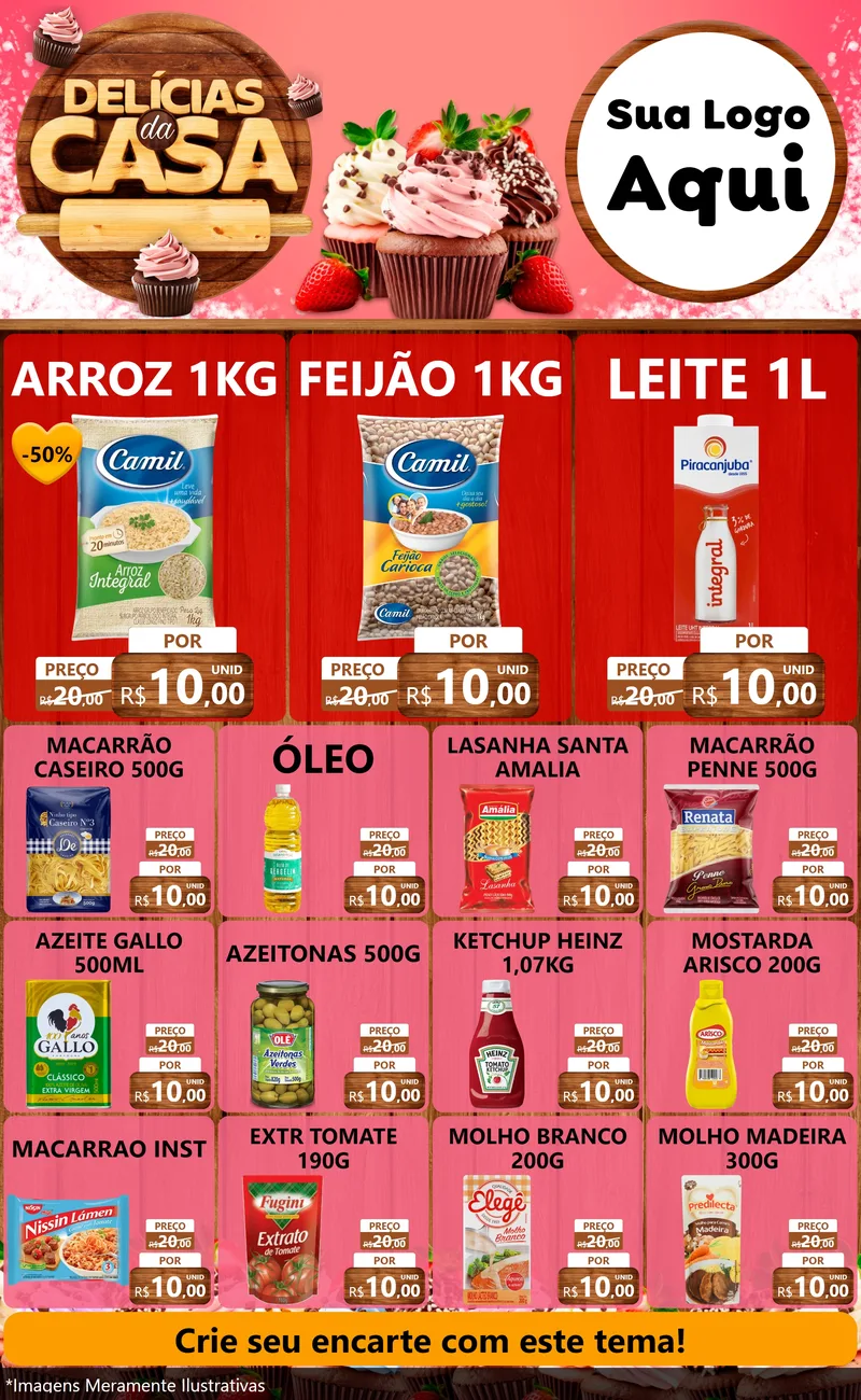 Modelo de Encarte para Encarte Grande com o tema Delícias da Casa para Supermercado