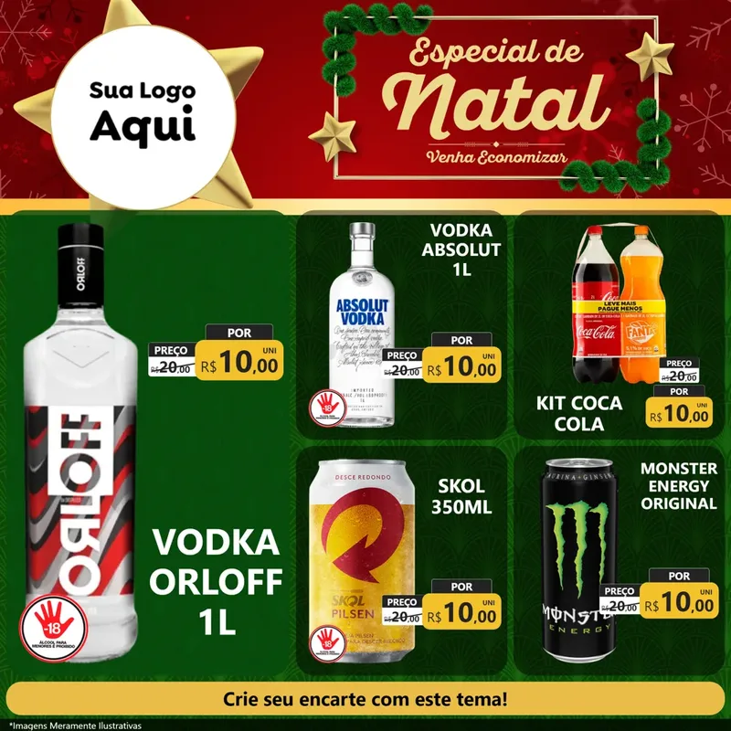 Modelo de Rede Social para Feed Facebook com o tema Especial de Natal para Distribuidora de bebidas