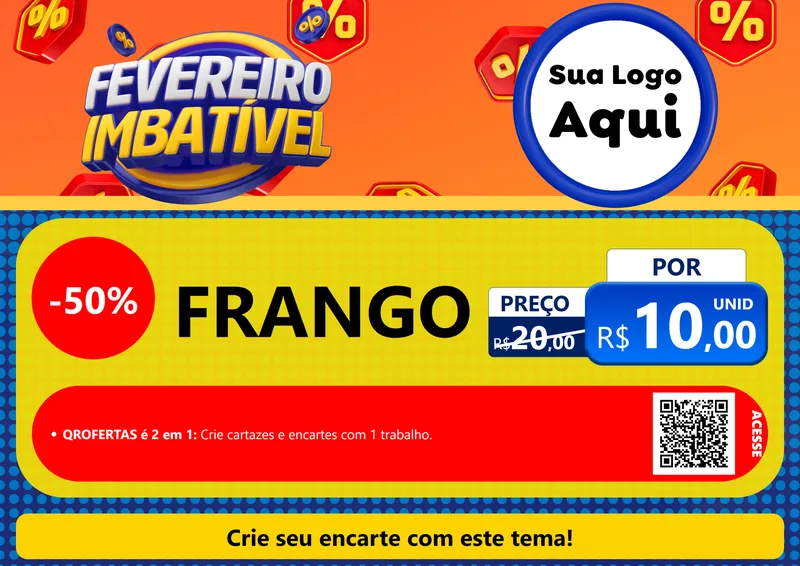 Modelo de Cartaz para Cartaz A4 Horizontal com o tema Fevereiro Imbatível para Assados