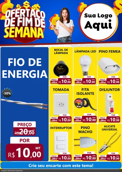 Modelo de Encarte para Encarte A4 Vertical com o tema Ofertaço de Fim de Semana para Materiais Elétricos