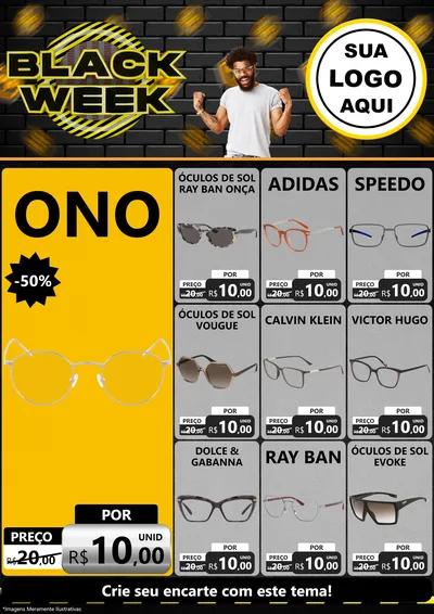 Modelo de Encarte para Encarte A4 Vertical com o tema Black Week para Óticas