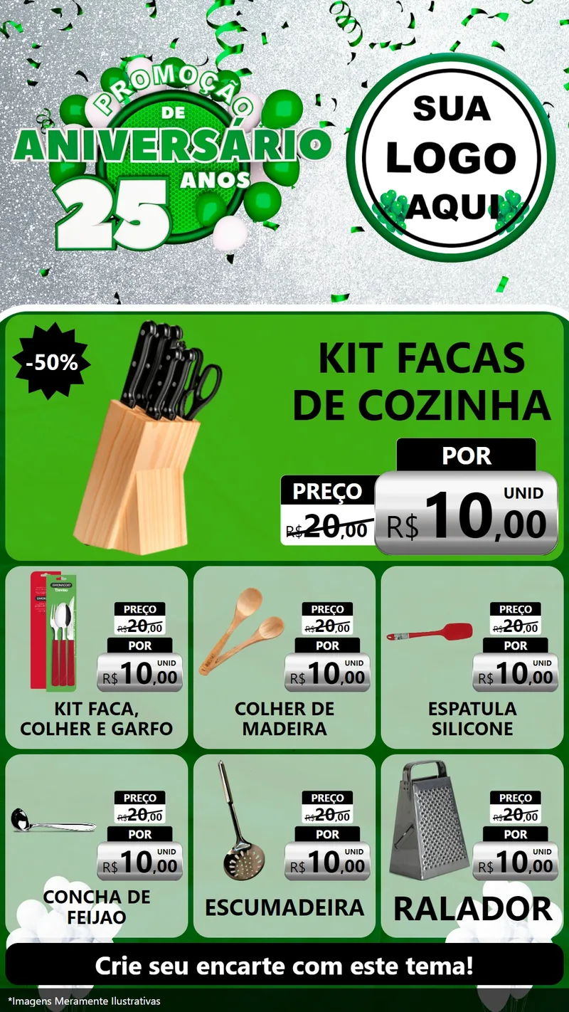 Modelo de Rede Social para Stories com o tema Promoção de Aniversário - 25 Anos para Utilidades Domésticas