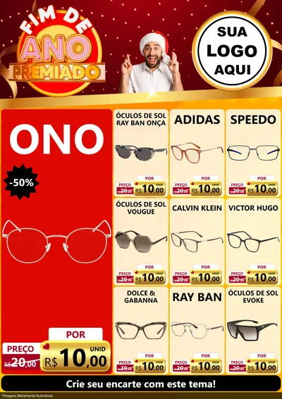 Modelo de Encarte para Encarte A4 Vertical com o tema Fim de Ano Premiado para Óticas