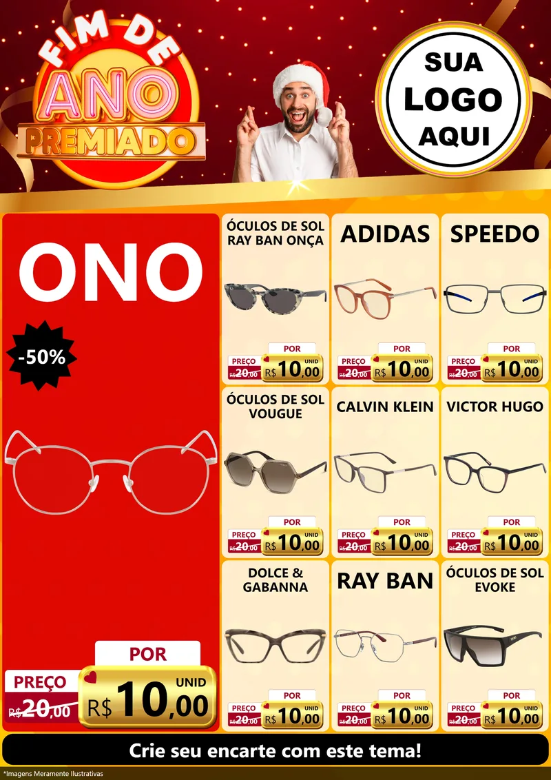 Modelo de Encarte para Encarte A4 Vertical com o tema Fim de Ano Premiado para Óticas