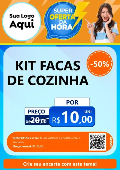 Modelo de Cartaz para Cartaz A4 Vertical com o tema Super Oferta da Hora para Utilidades Domésticas