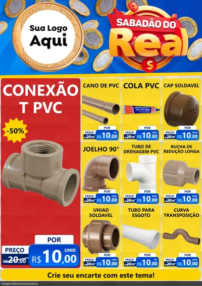 Modelo de Encarte para Encarte A4 Vertical com o tema Sabadão do Real para Tubos e conexões