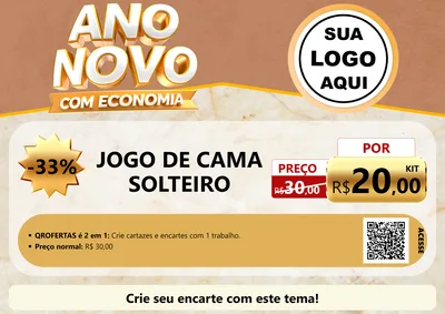 Modelo de Cartaz para Cartaz A4 Horizontal com o tema Ano Novo Com Economia para Cama, Mesa e Banho