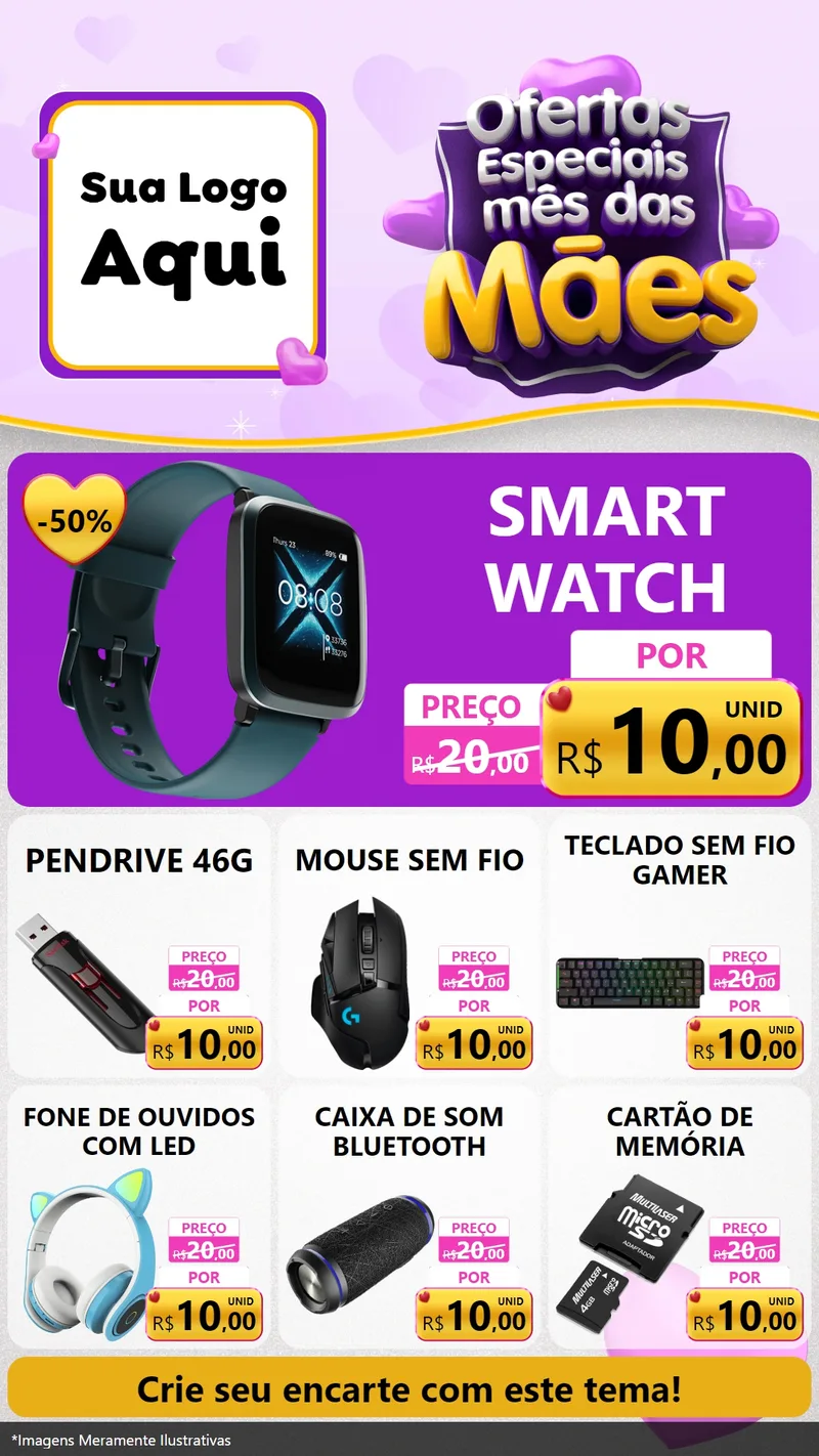 Modelo de Rede Social para Stories com o tema Ofertas Especiais - Mês das Mães para Informática