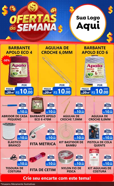 Modelo de Encarte para Encarte Grande com o tema Ofertas Da Semana para Armarinho e Aviamentos