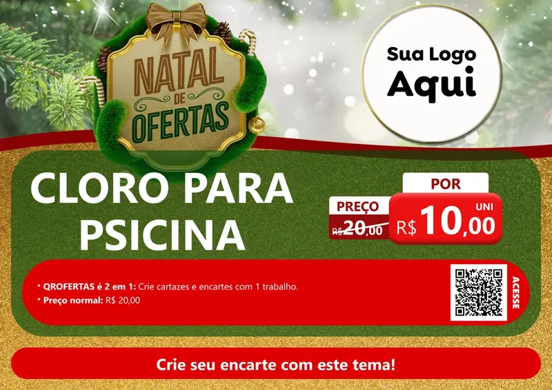 Modelo de Cartaz para Cartaz A4 Horizontal com o tema Ofertas de Natal para Produtos para Piscina