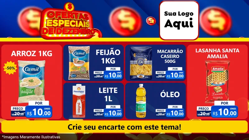 Modelo de TV para TV Horizontal com o tema Ofertas Especiais de Dezembro para Supermercado