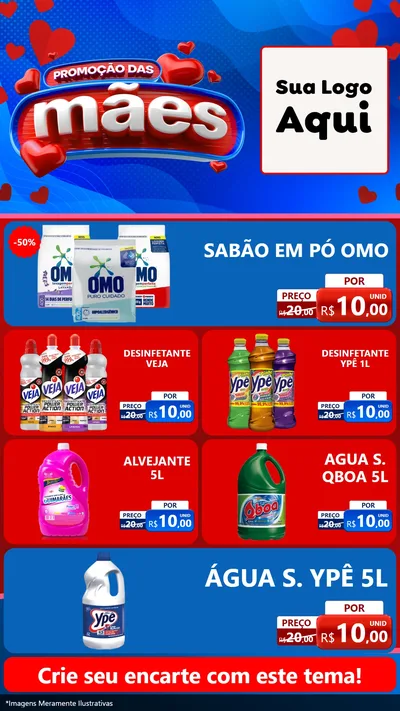 Modelo de TV para TV Vertical com o tema Promoção das Mães para Produtos de Limpeza