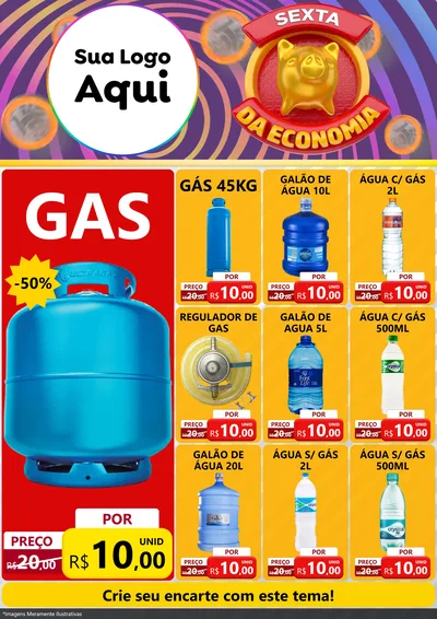 Modelo de Encarte para Encarte A4 Vertical com o tema Sexta da Economia para Água e gás