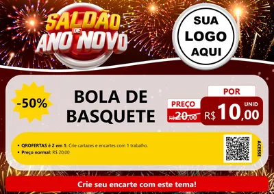 Modelo de Cartaz para Cartaz A4 Horizontal com o tema Saldão de Ano Novo para Artigos Esportivos