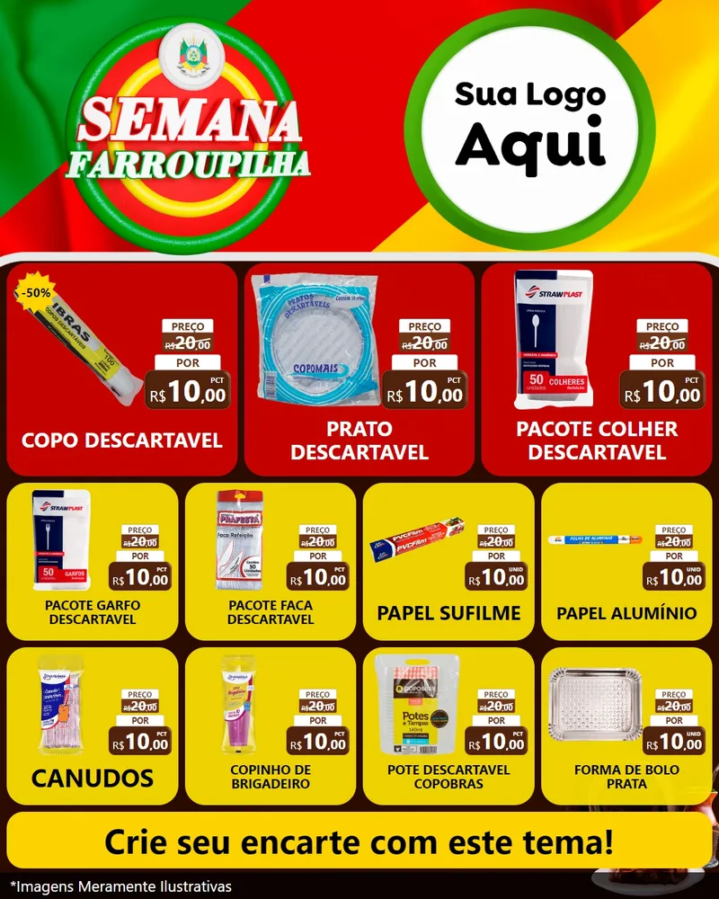 Modelo de Rede Social para Feed Instagram com o tema Semana Farroupilha para Embalagens