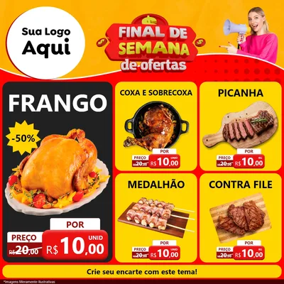 Modelo de Rede Social para Feed Facebook com o tema Final de Semana de Ofertas para Assados