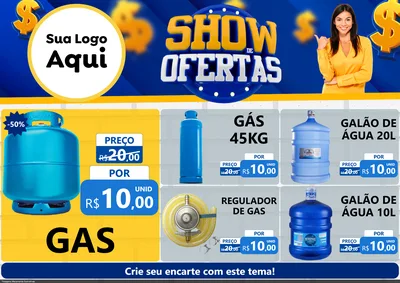 Modelo de Encarte para Encarte A4 Horizontal com o tema Show de Ofertas para Água e gás