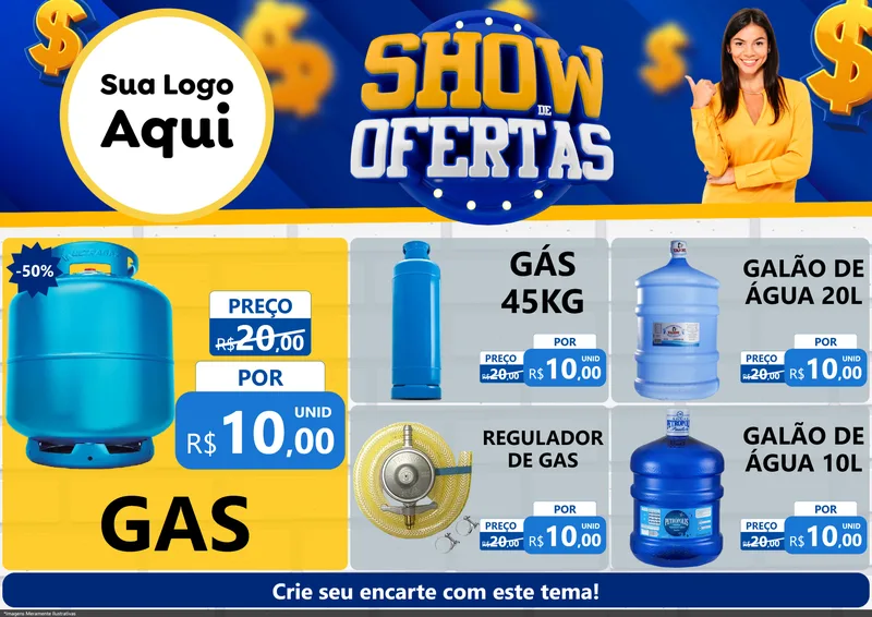 Modelo de Encarte para Encarte A4 Horizontal com o tema Show de Ofertas para Água e gás