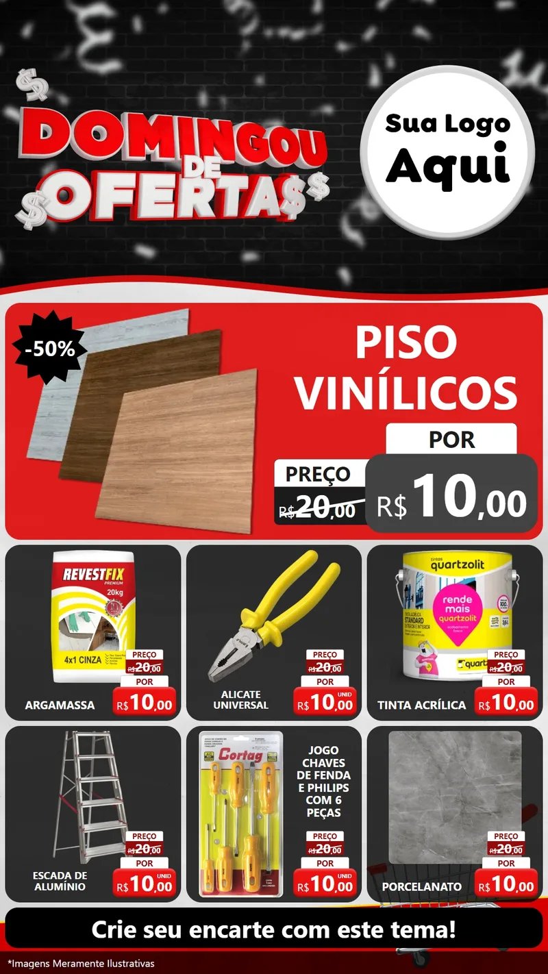 Modelo de Rede Social para Stories com o tema Domingou de Ofertas para Material para Construção