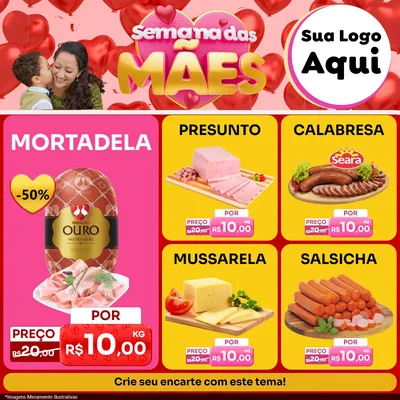 Modelo de Rede Social para Feed Facebook com o tema Semana Das Mães para Frios e Laticínios