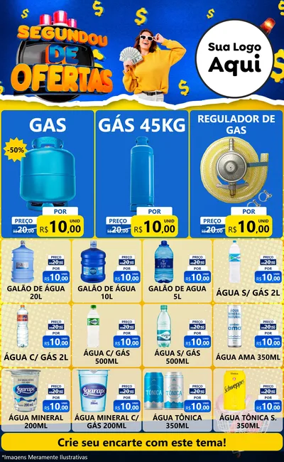 Modelo de Encarte para Encarte Grande com o tema Segundou de Ofertas para Água e gás