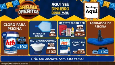 Modelo de TV para TV Horizontal com o tema Arraiá de Ofertas - Junina para Produtos para Piscina