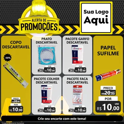 Modelo de Rede Social para Feed Facebook com o tema Alerta de Promoções para Embalagens