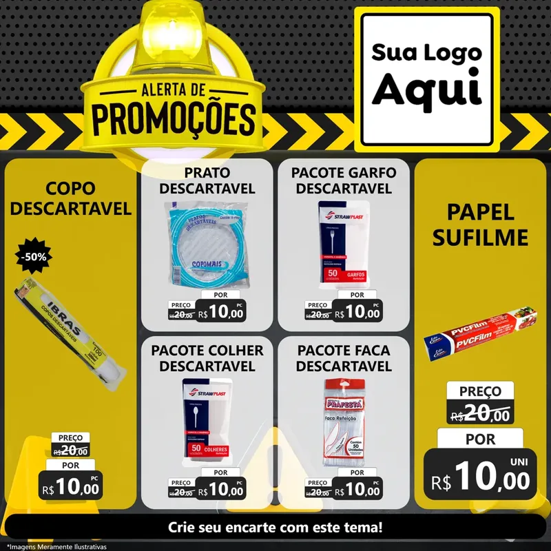 Modelo de Rede Social para Feed Facebook com o tema Alerta de Promoções para Embalagens