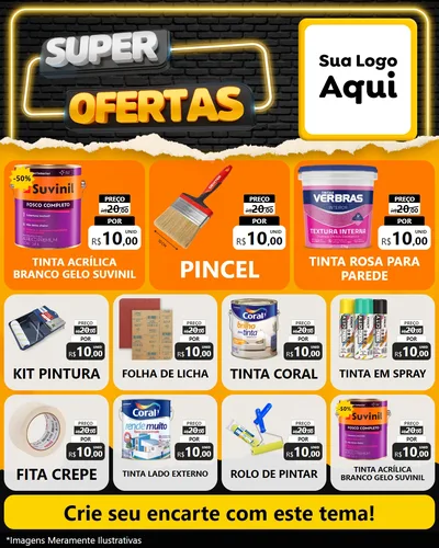 Modelo de Rede Social para Feed Instagram com o tema Super Ofertas para Tintas e Ferramentas