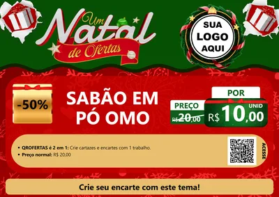 Modelo de Cartaz para Cartaz A4 Horizontal com o tema Um Natal de Ofertas para Produtos de Limpeza