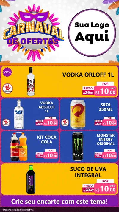 Modelo de TV para TV Vertical com o tema Carnaval de Ofertas para Distribuidora de bebidas
