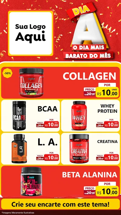 Modelo de TV para TV Vertical com o tema Dia A o Dia Mais Barato do Mês para Suplementos alimentares