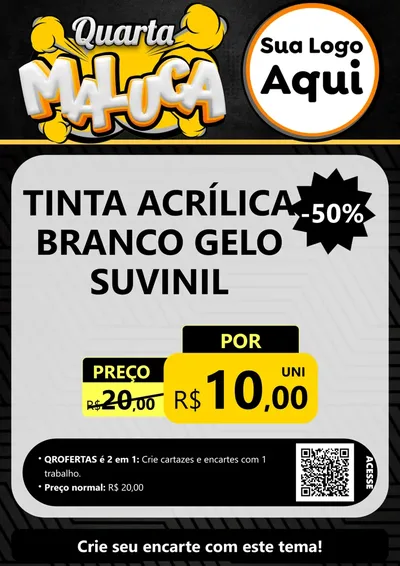 Modelo de Cartaz para Cartaz A4 Vertical com o tema Quarta Maluca para Tintas e Ferramentas