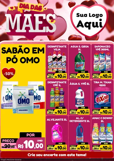Modelo de Encarte para Encarte A4 Vertical com o tema Dia Das Mães para Produtos de Limpeza