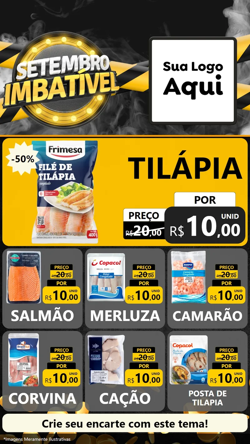 Modelo de Rede Social para Stories com o tema Setembro Imbatível para Peixaria