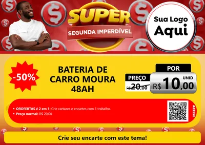 Modelo de Cartaz para Cartaz A4 Horizontal com o tema Super Segunda Imperdível para Baterias Elétricas
