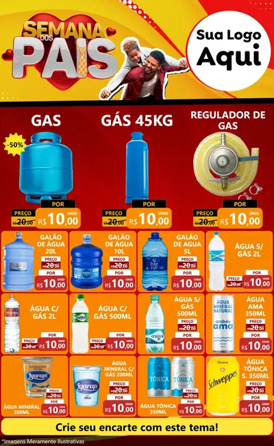 Modelo de Encarte para Encarte Grande com o tema Semana Dos Pais para Água e gás