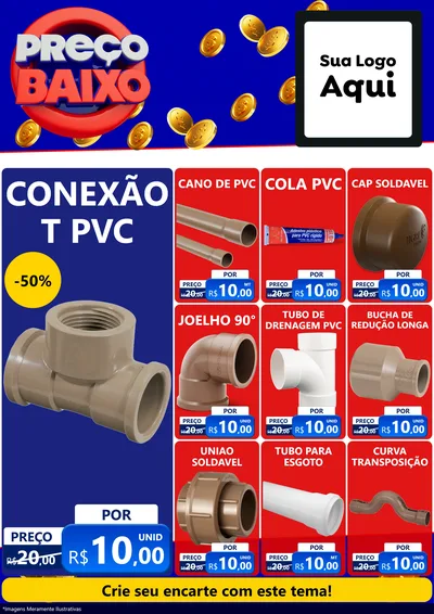 Modelo de Encarte para Encarte A4 Vertical com o tema Preço Baixo para Tubos e conexões