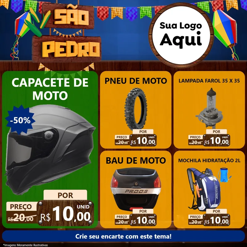 Modelo de Rede Social para Feed Facebook com o tema São Pedro para Moto peças