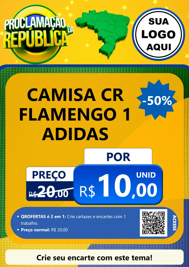 Modelo de Cartaz para Cartaz A4 Vertical com o tema Proclamação da República para Roupas e acessórios