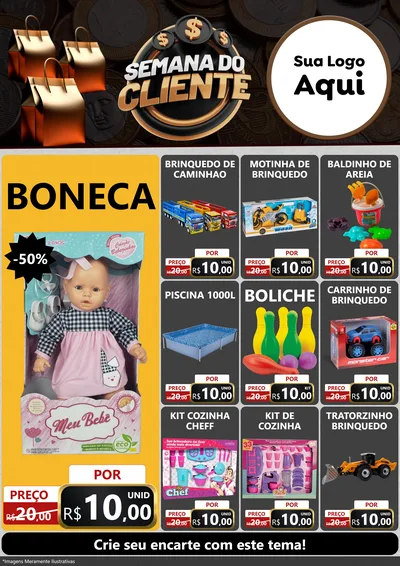 Modelo de Encarte para Encarte A4 Vertical com o tema Semana do Cliente para Brinquedos