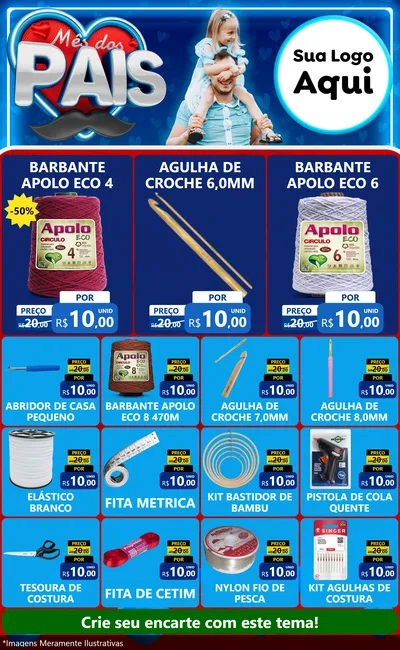 Modelo de Encarte para Encarte Grande com o tema Mês Dos Pais para Armarinho e Aviamentos